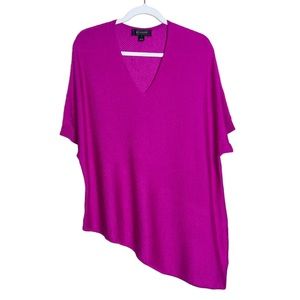 St. John Magenta Asymmetrical V Neck Oversized Blouse Top. Wool Blend. M